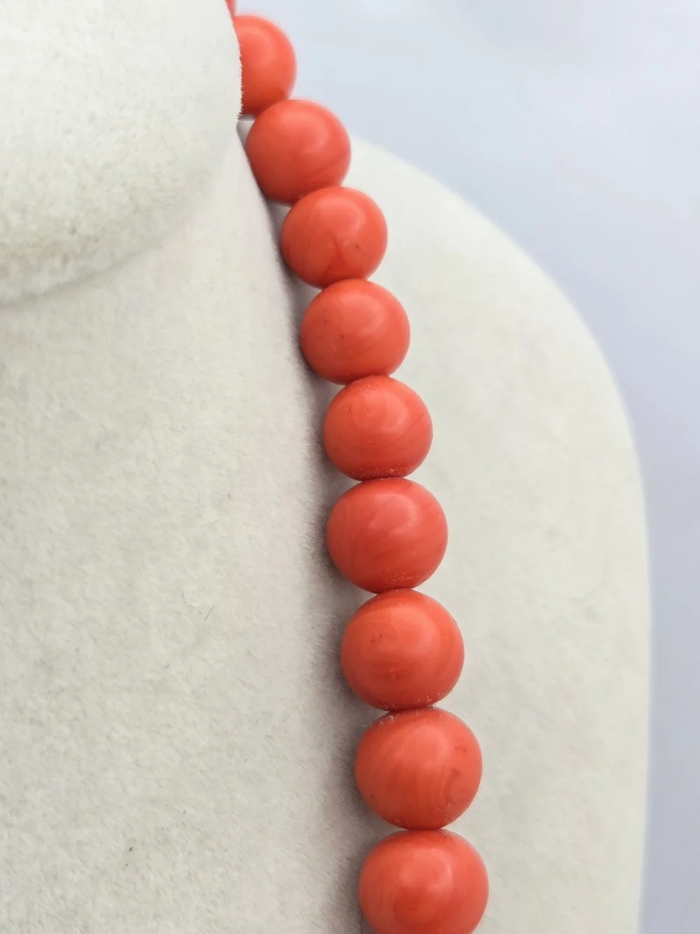 Vintage Orange Slag Glass Graduated Bead Necklace 19